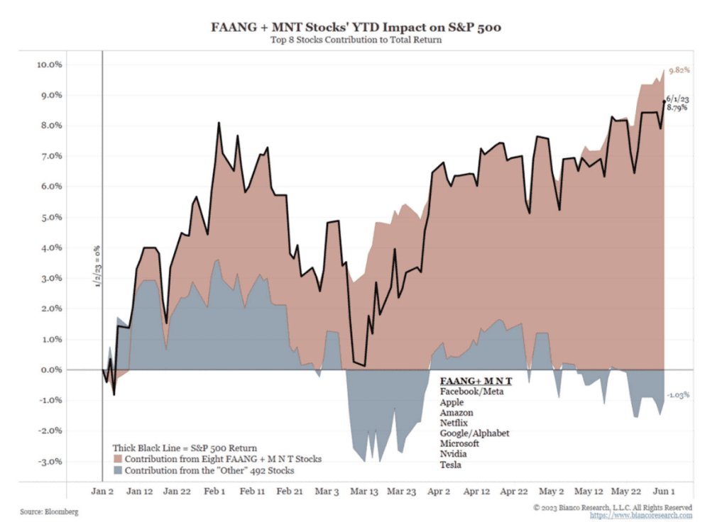 FAANG + MNT Stocks YTD Impact on S&P 500